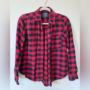 Abercrombie & Fitch Buffalo Plaid Long Sleeve Flannel Shirt | Medium